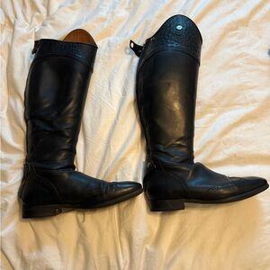 Custom Celeris Riding Boots – Size 10.5 – 20″ Tall / 16.75″ Calf – Black Leather